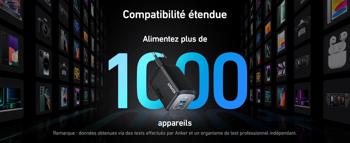 Chargeur Anker Prime USB-C GaN 100W A2343 disponible à Tanger chez Global Zone Maroc