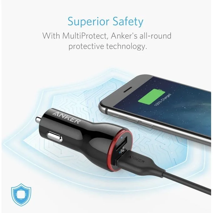 Chargeur voiture ANKER PowerDrive 2 double USB 24W Maroc